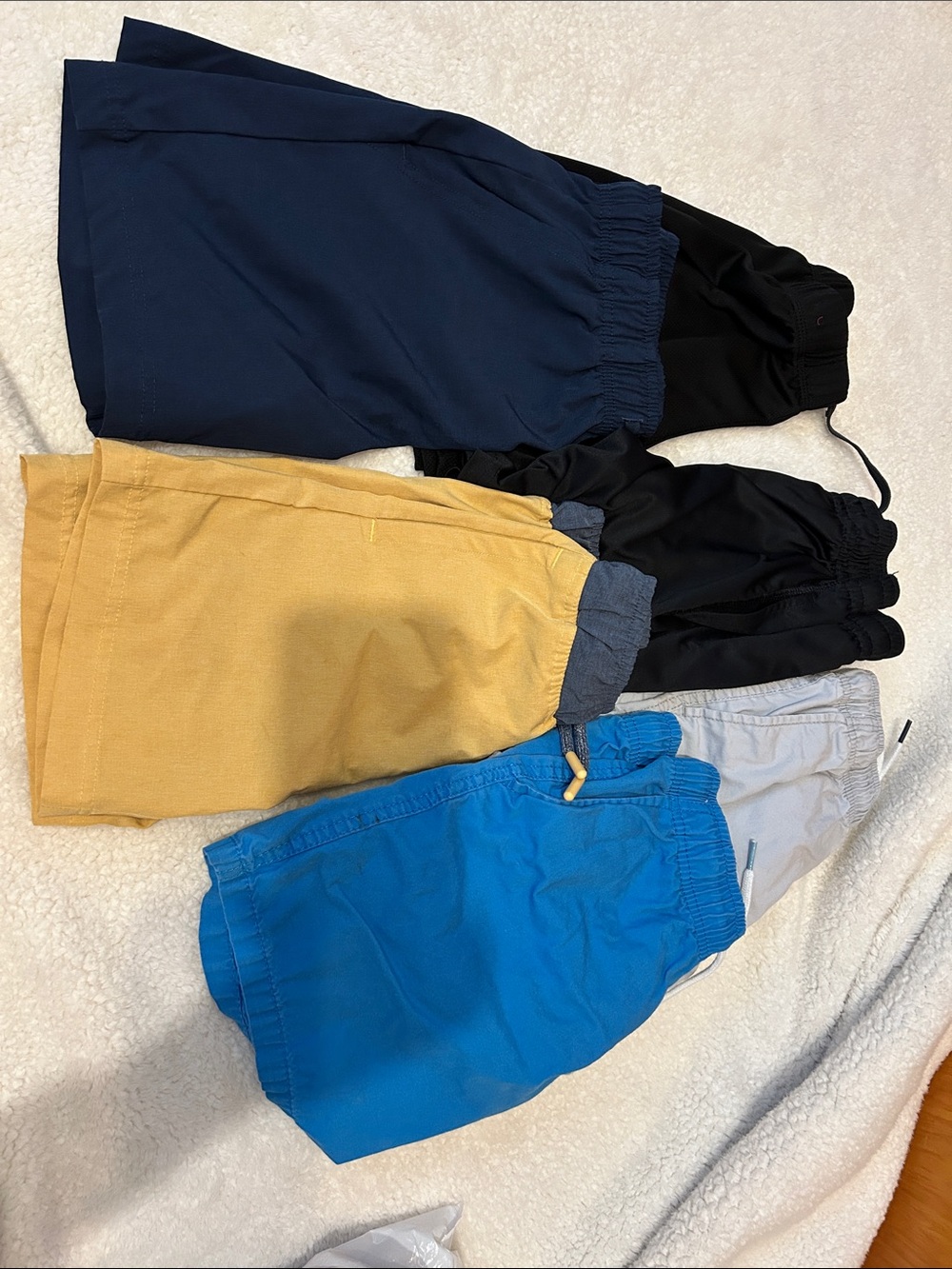 Kids Elastic Waist Shorts - Blue, Navy, Black, Yellow, Light Gray lot